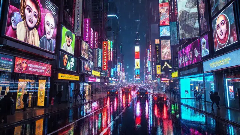 Ciudad futurista digital, vibrante y dinámica