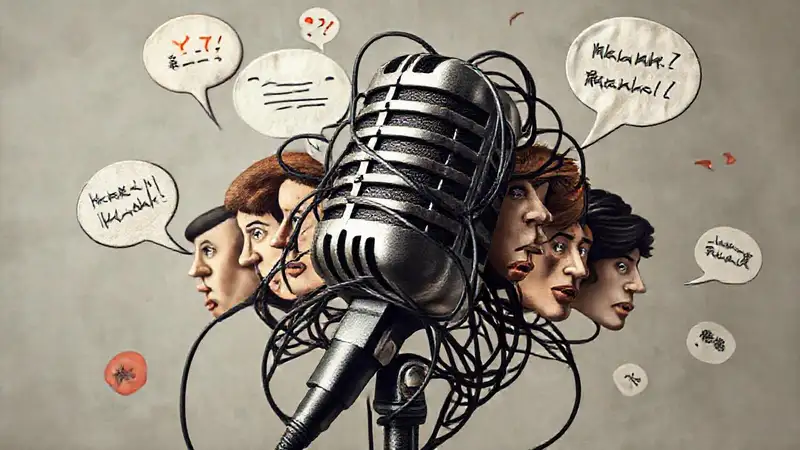 Comunicación compleja, ligeramente confusa y pensativa