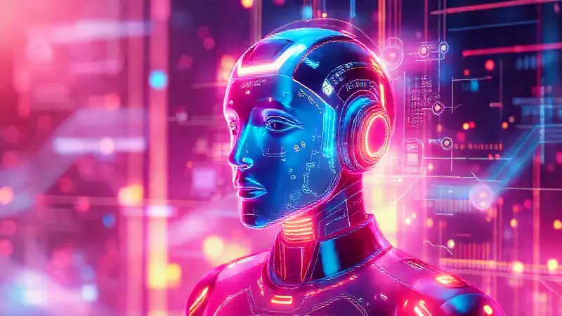 IA futurista, diseño digital brillante