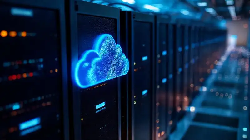 Servidores en la nube: datos futuristas serenos