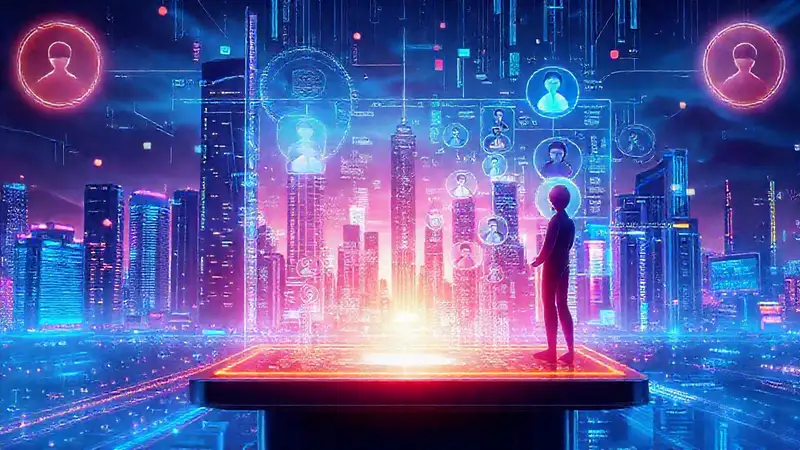 Ciudad futurista: tecnología, color y optimismo