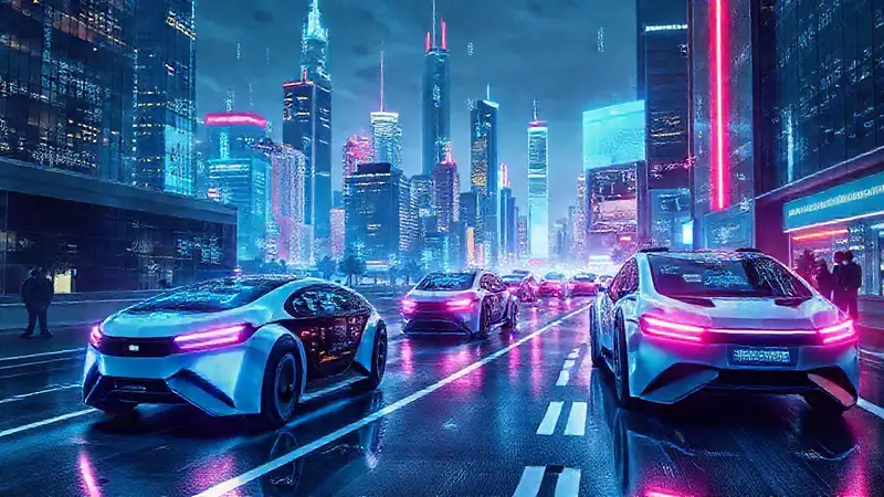 Ciudad futurista, tecnología y negocios