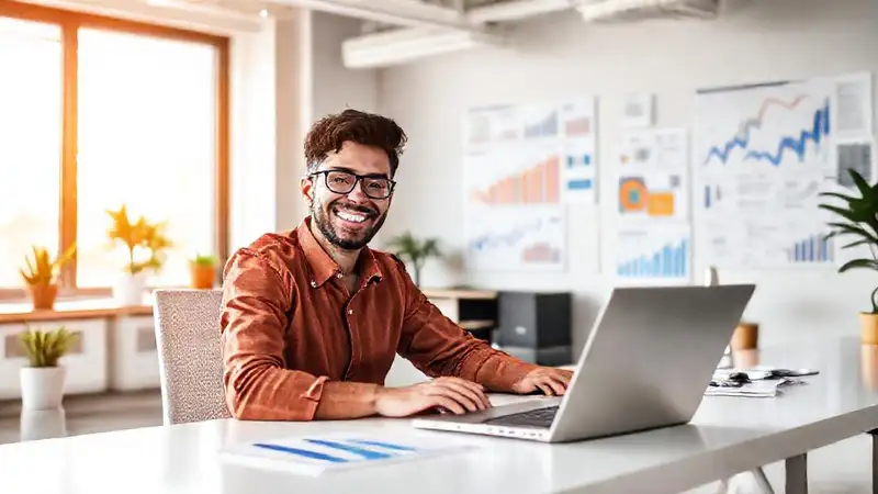 Un freelancer exitoso trabaja en un espacio digital