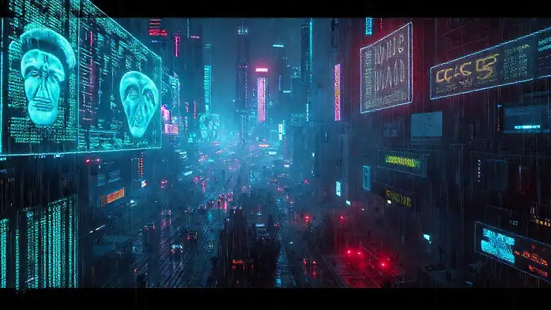 Ciudad cyberpunk futurista