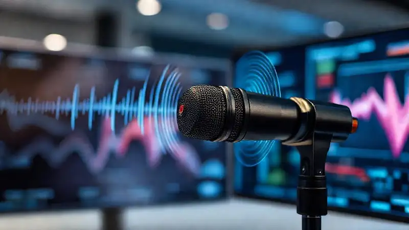 img_i90l6l13 Un micrófono captura ondas de voz digitales