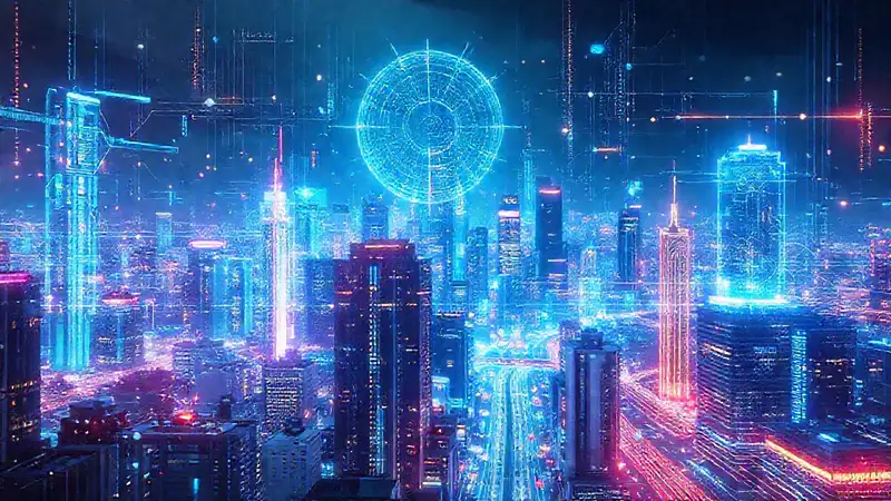 Ciudad futurista, digital y analítica