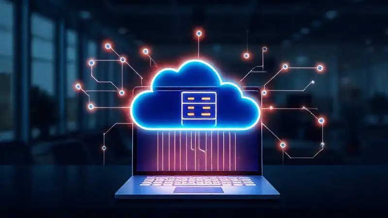 Servidor en la nube digitalmente ilustrado