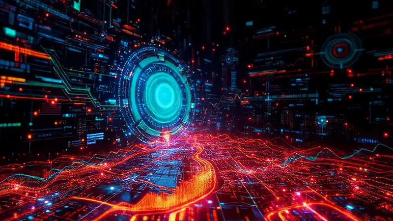 Un paisaje digital futurista e informativo