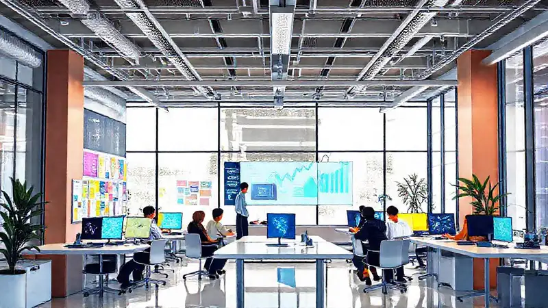 Oficina moderna: equipo diverso y en ascenso