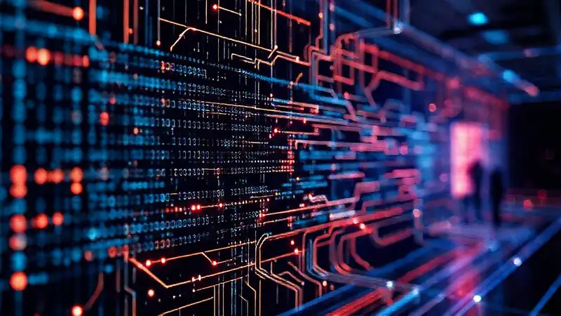 AI visualiza datos en un entorno futurista