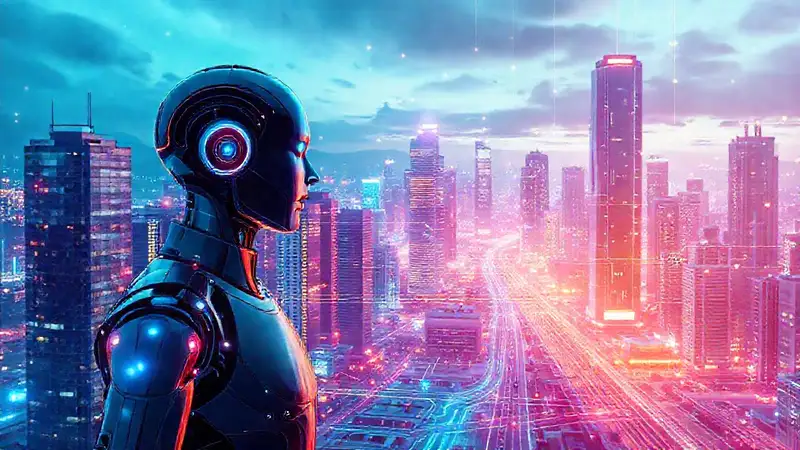 Una ciudad futurista, digital y vibrante
