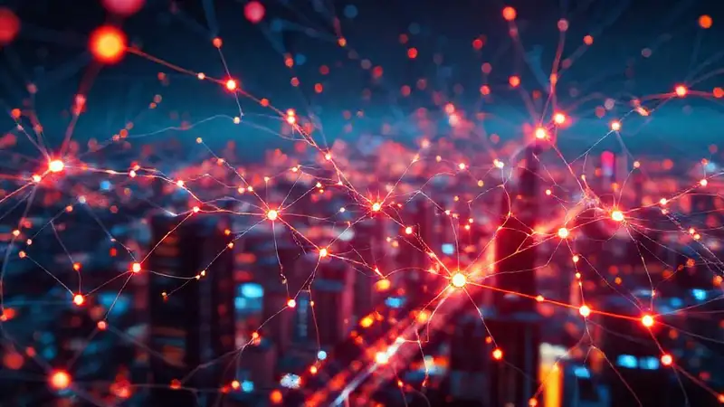 Red neuronal futurista, interfaz humana brillante