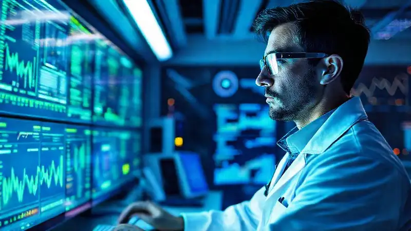 img_owhlw6gr Un investigador estudia datos futuristas digitales