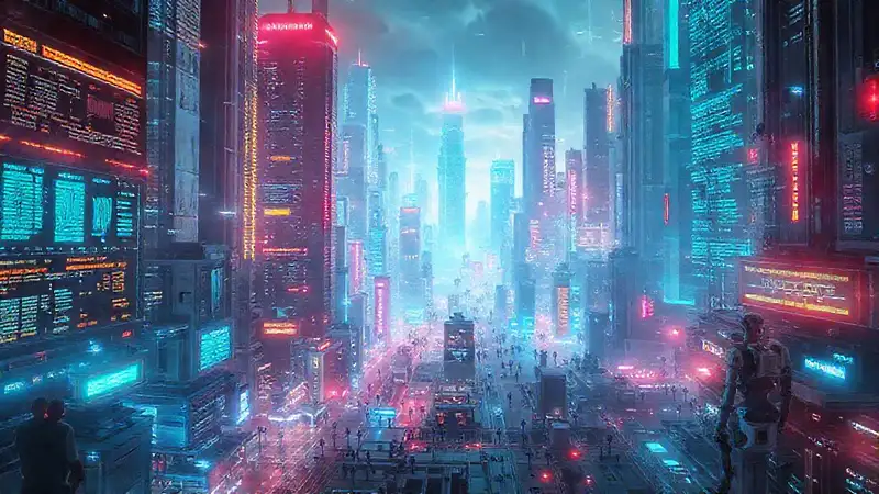 img_pjdxpfoy Ciudad futurista con calma y tecnología