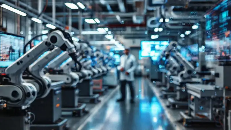 Fábrica futurista con robótica digital