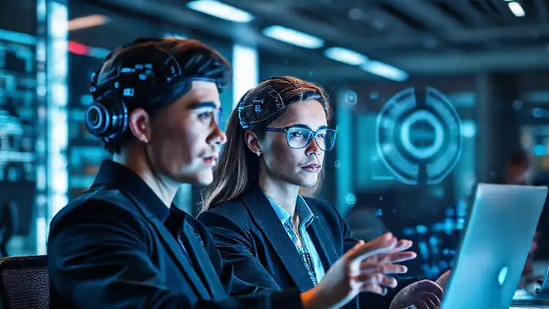 Oficina futurista, tecnología analítica y profesional